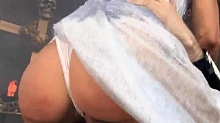 i can't believe how this hot blonde babe got banged by a masked dude!