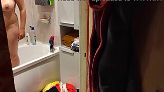 Caught my stepsister in the bathroom shower, tits out! 😏