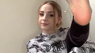 Serbian Girl Removing Her Sneakers To Show Bare Feet