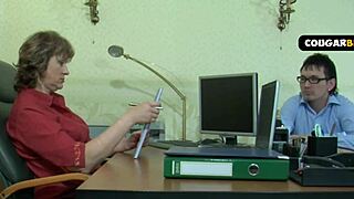 Left his female boss with cum dripping from her mouth