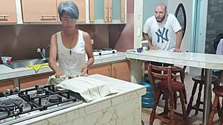 Fuck delicious stepsister in kitchen fingering