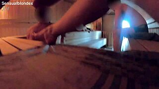 Wife In Sauna Teases Strangers With Hidden Flashing
