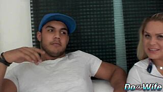 cuck watches wife barra brass with young stud. interracial anal creampie shocks him!