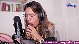 I’m guiding you with ASMR blowjob JOI, sucking and licking dildos as Salmakia.