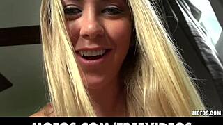 busty blonde showing off big natural tits before fucking 😘