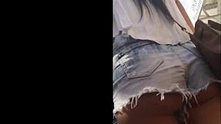 Blonde with juicy ass caught on hidden cam voyeur