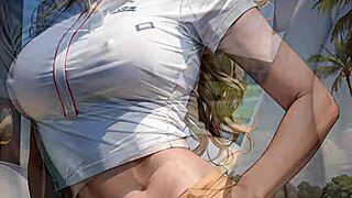 Can this AI-generated blonde really flash her pussy on a golf field?