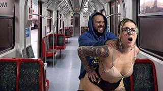 Inside the public train of the capital, i hooked up and fucked the hot secretary coming from her work