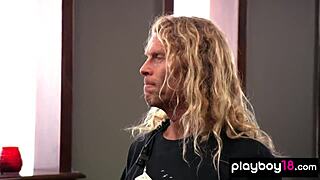 Amateur Blonde Babe Nicole in Glasses Serving a Big Cock in the Library