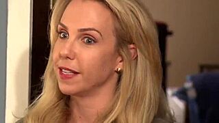 Amateur Blonde Babe Nicole in Glasses Serving a Big Cock in the Library