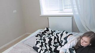 stepdaughter sneaks a suck on my cock while stepmom flashes tits... wild! 😜