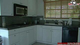 busty blonde mature shares bbc with girl in casual threesome