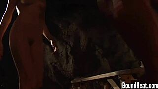 Lesbian Slaves Feel the Intense Domination as Mistress Trains and Punishes Them with Whips in Garage Bondage, Their Big Tits Bound and Emotions Running High