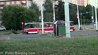 Wow! Young Blonde Teen 18+ Cutie Banged Hard in Public Street Threesome