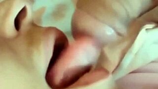 Watch this amateur milf give a deep throat blowjob at home