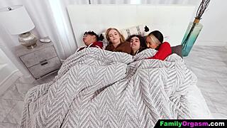 SIBLINGS AND THEIR STEPSISTER FREEZING, NEED TO WARM UP WITH DOGGYSTYLE FUCKING