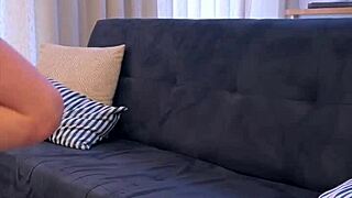 we're a fantastic couple fucking on sofa with blowjob and monster cock riding