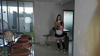 pretty colombian servant gets dominated by transsexual boss and fucked in rich ass salomé gil part 1