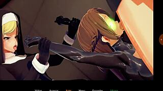 hey, my girlfriend plays naughty nun with her friend