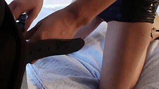 Newbie In Glasses Gives Homemade Blowjob To Cock In Lingerie Close-Up POV Casting