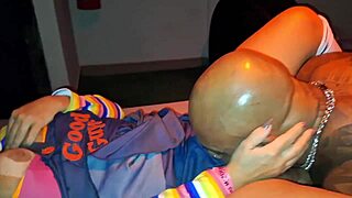 Milf bodybuilder fucks muscular brother-in-law at costume party