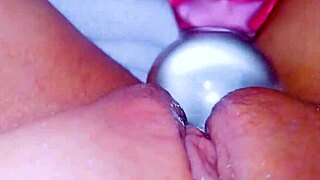 Curious coed squirts huge on glass toy in reality