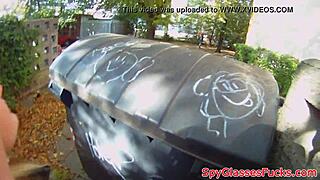 can you spot the real teen getting fucked outdoors on hidden cam?