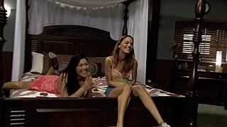 Horny lesbians lick wet pussies