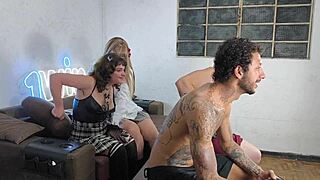 friends fucking hard on the fur after the party