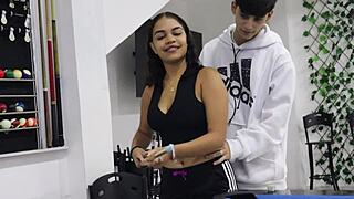 watch the brunette latina get fucked by her stepbrother in the pool hall