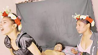 Step Sister Squirts in Threesome!