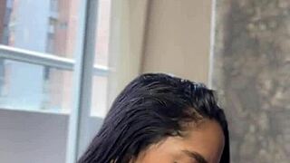 How does he enjoy a cock massage from this amateur couple on webcam?