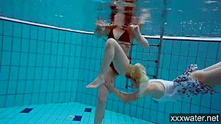 Hot Russian girls dominate the pool with stunning bikini swims