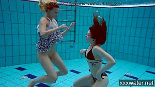 Hot Russian girls dominate the pool with stunning bikini swims