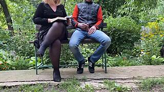 curvy step mother satisfies step son outdoors in naughty encounter