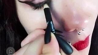 Backstage, The Hot Brunette Submits To Fetish Play