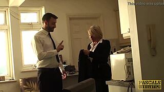 Busty milf Amy says, Dominate me, Pascal White, with face fucking and cum in mouth.