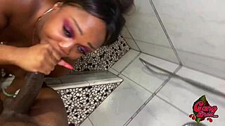 sharing a shower with my thick chocolate step sister in the bathroom