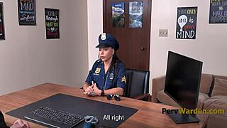 cop lady turned into a whore by powerful teacher pervwarden in office 😈