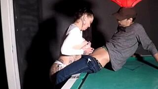 giving blowjob on pool table to that monster cock guy