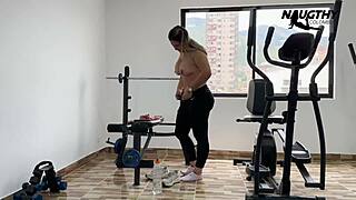 I’m so turned on watching him jerk with a dildo at the gym