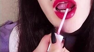 Backstage, The Hot Brunette Submits To Fetish Play