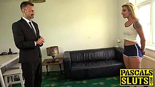 Blonde submissive chick from UK gets rough face fucking