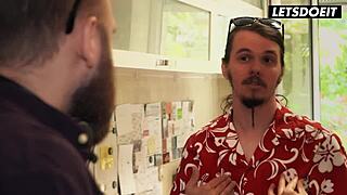 Kinky Daphne Klyde gets her pussy drilled by hotel receptionist. Wild action at horny hostel!