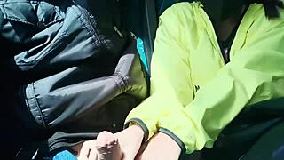 blowjob and fucking with creampie on public bus