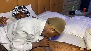 family EBONY petite NURSE visits for HOME SERVICE on a BBC patient