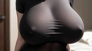 This AI girl has monster big tits.