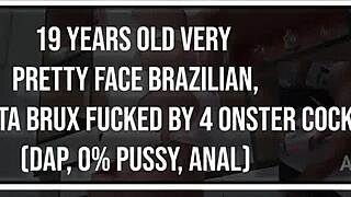 Holy Shit, 19-Year-Old Brazilian Morganita Brux Takes 4 Monster Cocks in Anal!