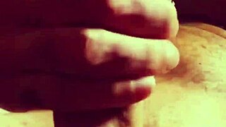 I'm warming up my big cock alone before the girl gets home from work, masturbating with handjob for huge cum