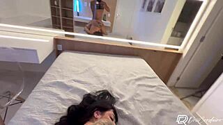 Latina fitness babe gets cumshot